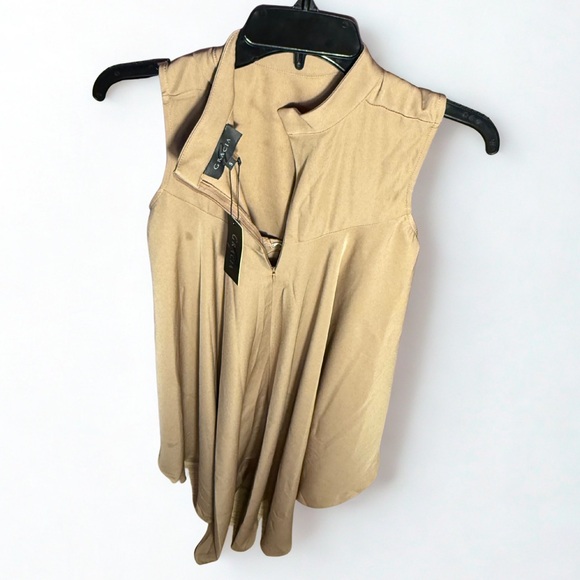 GRACIA Beige Sleeveless High-Low Top NEW - Picture 3 of 6
